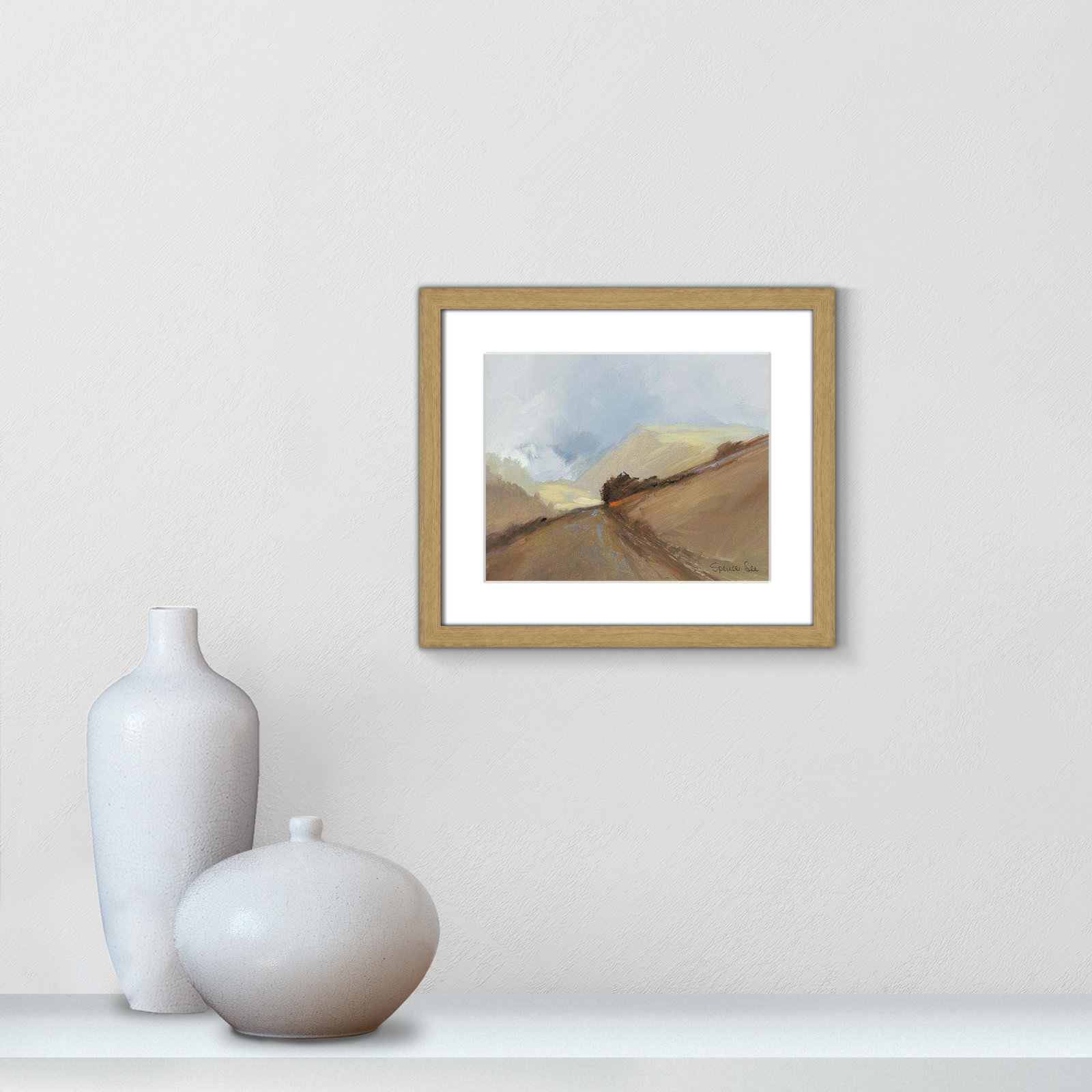 Heaven And Earth II by Spencer Lee, 13" H x 15" W x 0.75" D, Natural Framed