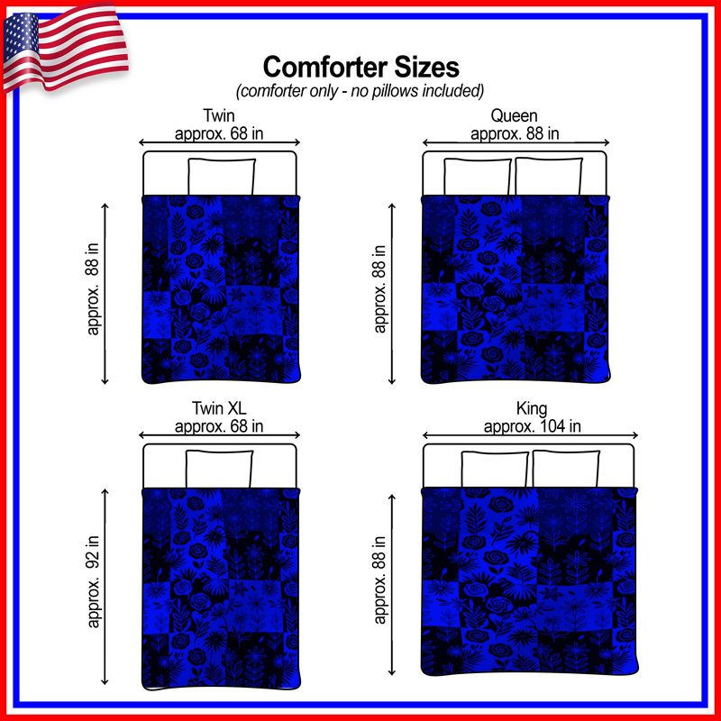 Floral Blue Pattern Comforter, Queen