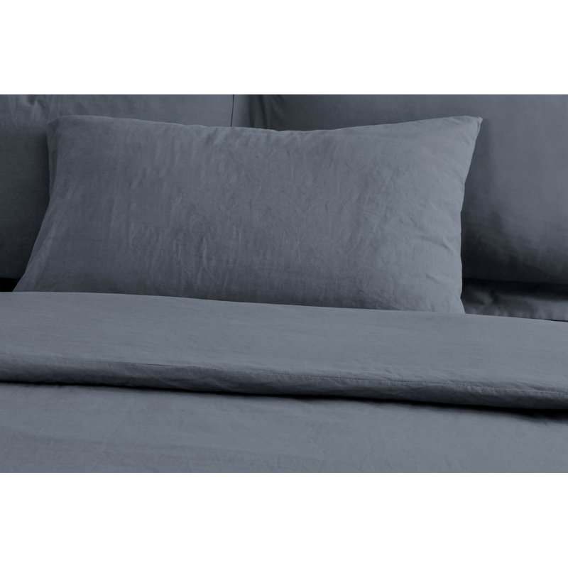 Eddye 100% Cotton Machine Woven Housewife Pillow Case, Charcoal