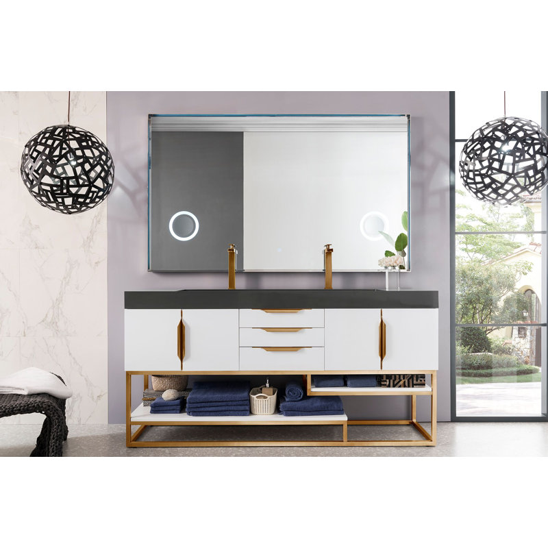 Columbia 72'' W Single Vanity, Glossy White, Dusk Gray, Radiant Gold