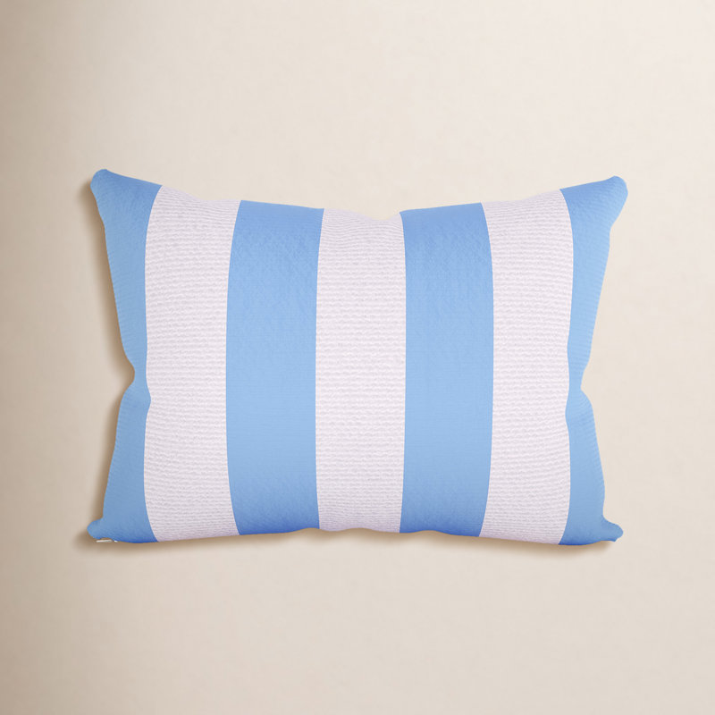 Amala Sunbrella® Indoor/Outdoor Kidney Pillow, Refuge Ocean Striped Sunbrella®