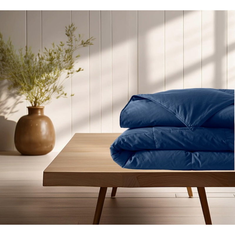Édredon en duvet synthétique toutes saisons Crystal, Bleu marine, Édredon double / grand