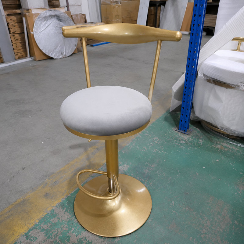 Ensemble de 1 tabourets de bar modernes, tabourets de bar réglables rembourrés en velours, chaises de bar à hauteur de comptoir avec dossier pour îlot de cuisine