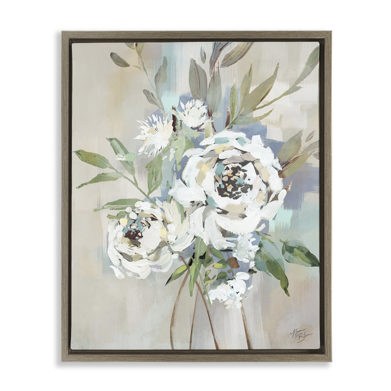  "Bundle of Antique Roses", art mural sur toile par Nina Blue, H 31 po x l 25 po, Cadre flottant orme Montalcino