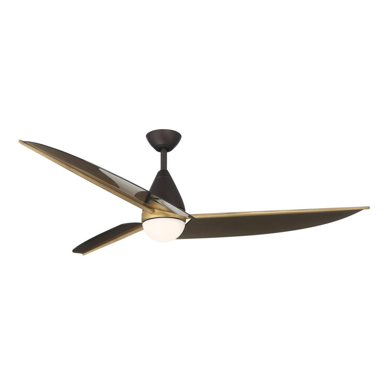 Lirden 65" 5CCT LED Ceiling Fan, Black, Brown Smoke