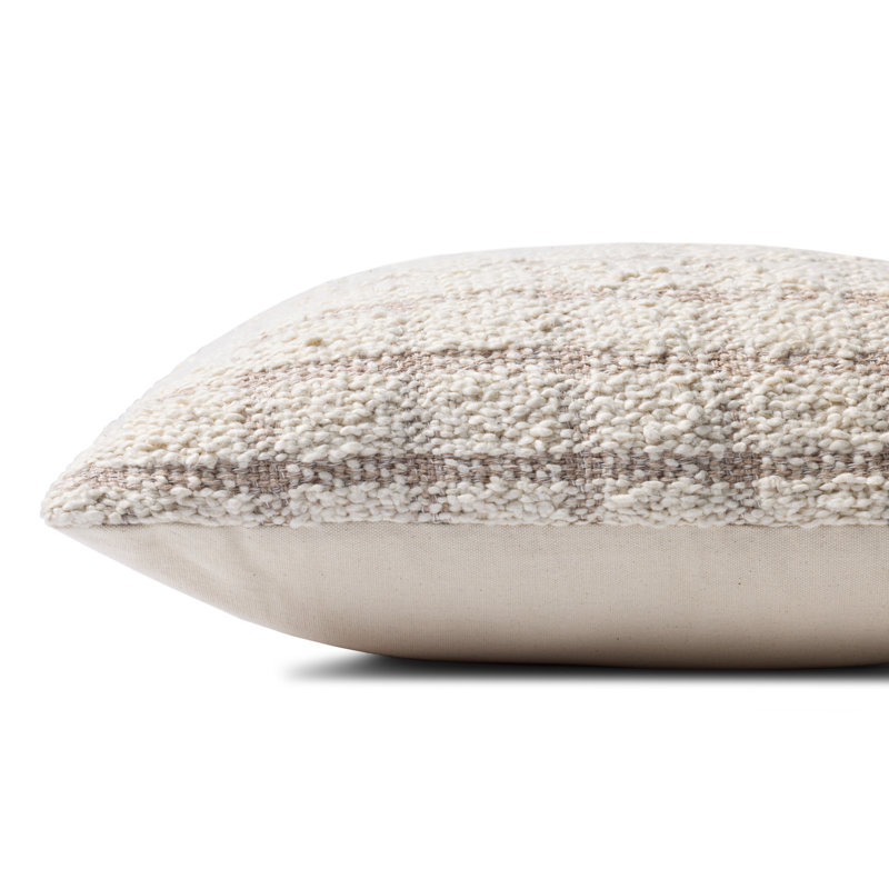 Magnolia Home by Joanna Gaines x Loloi Erin Accent Pillow, Square 18", Ivory, Down / Feather