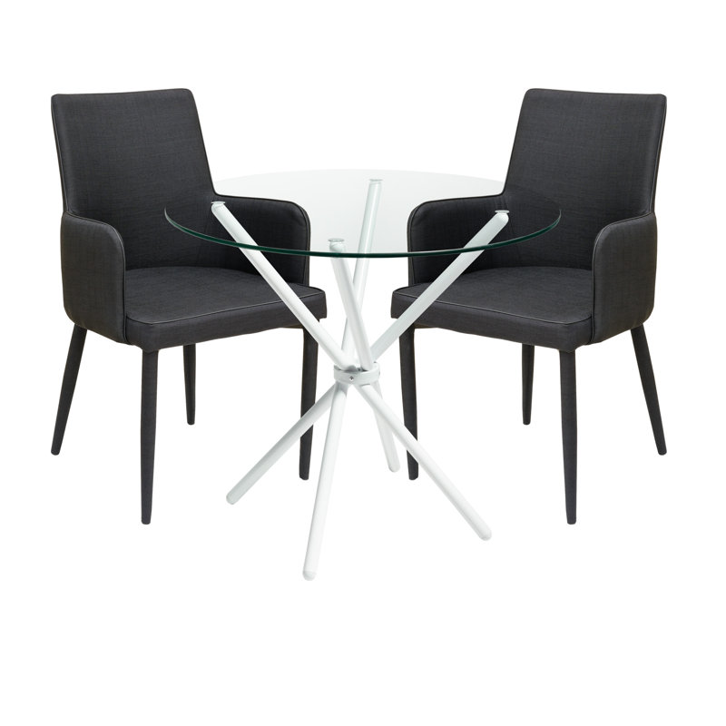 2 - Person Dining Set, Charcoal, Chrome
