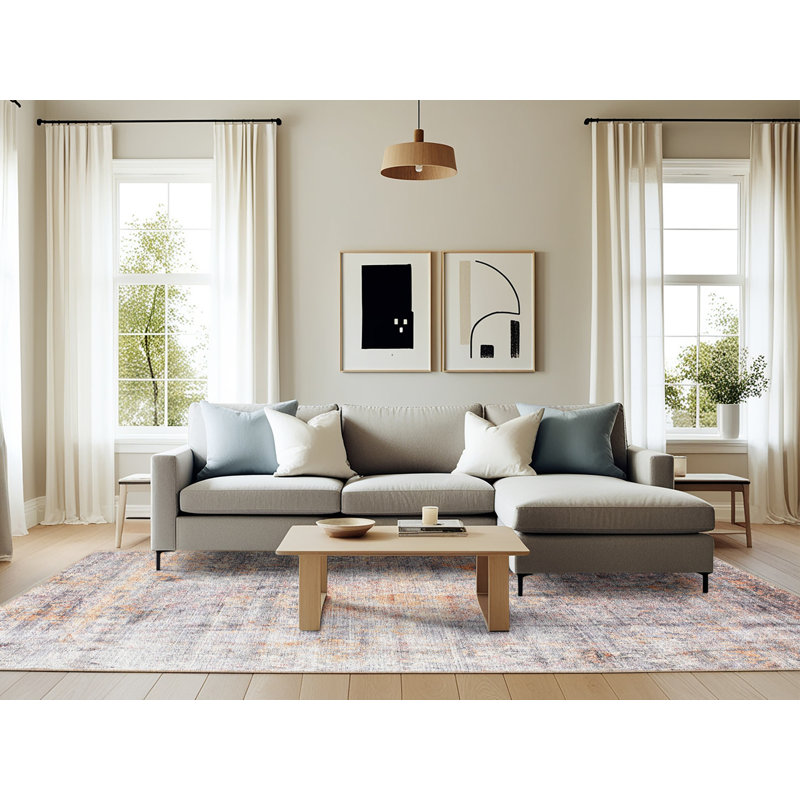 Tapis bleu/gris contemporain, Rectangle 6 pi x 9 pi