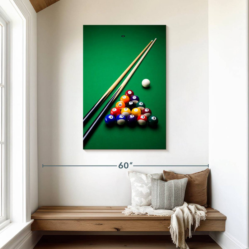 Playing Pool, 45" H x 30" W