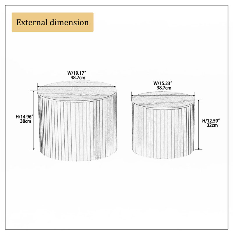 Nested Table Set 2 Pieces Coffee Table