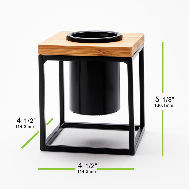 Petit porte-votive cube en verre, Noir / noir mat