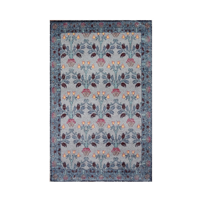Tapis décoratif gris tissé à plat à la main Kutlay, Rectangle 8 pi 9 po x 11 pi 9 po