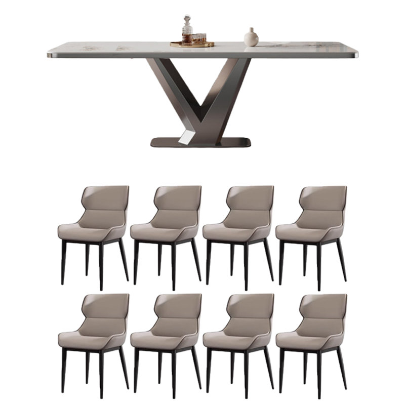 Table de salle à manger rectangulaire, 9 pièces : table, 8 chaises, 29.53" H x 70.87" W x 35.43" D