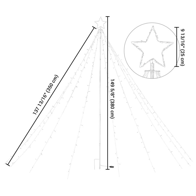 362 LED Star Lighted Tree & Branches, White