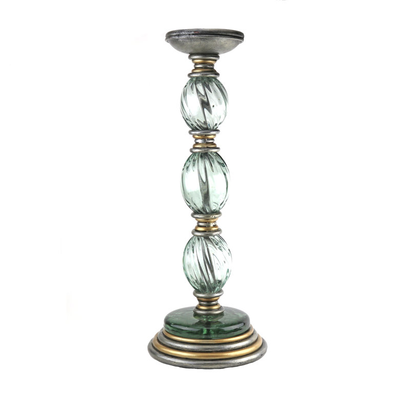 Pompie Wrought Iron And Glass Floor Candlestick