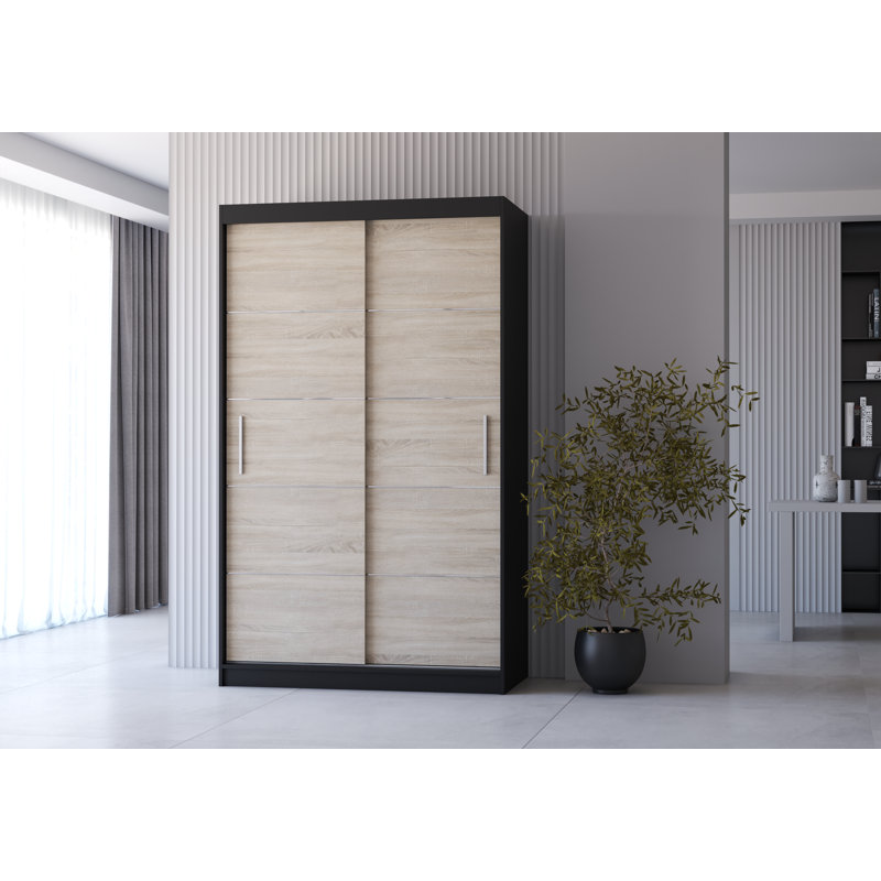 Taquisa 2 Door Laminate Wardrobe, Beige/Black