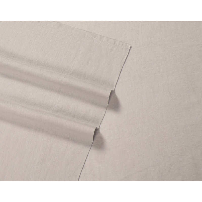 Ensemble de draps en lin Nena Aybar, Ensemble de draps pour grand lit avec 2 taies d'or, Naturel
