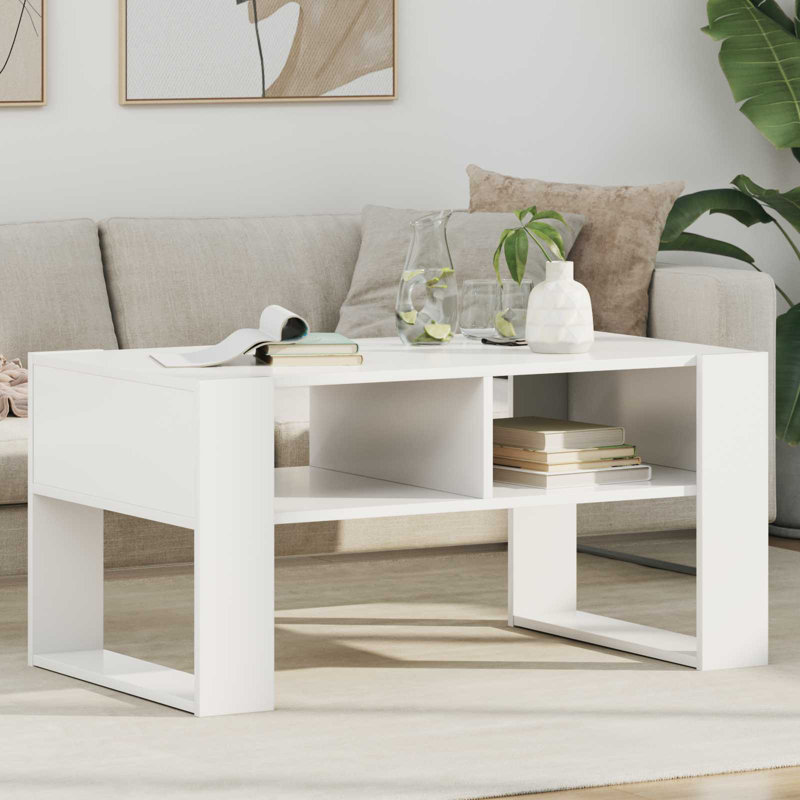 Coffee Table with Storage, 45cm. H x 92cm. L x 53cm. W, White