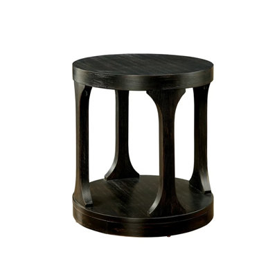 22.5" W Transitional End Table, Antique Black