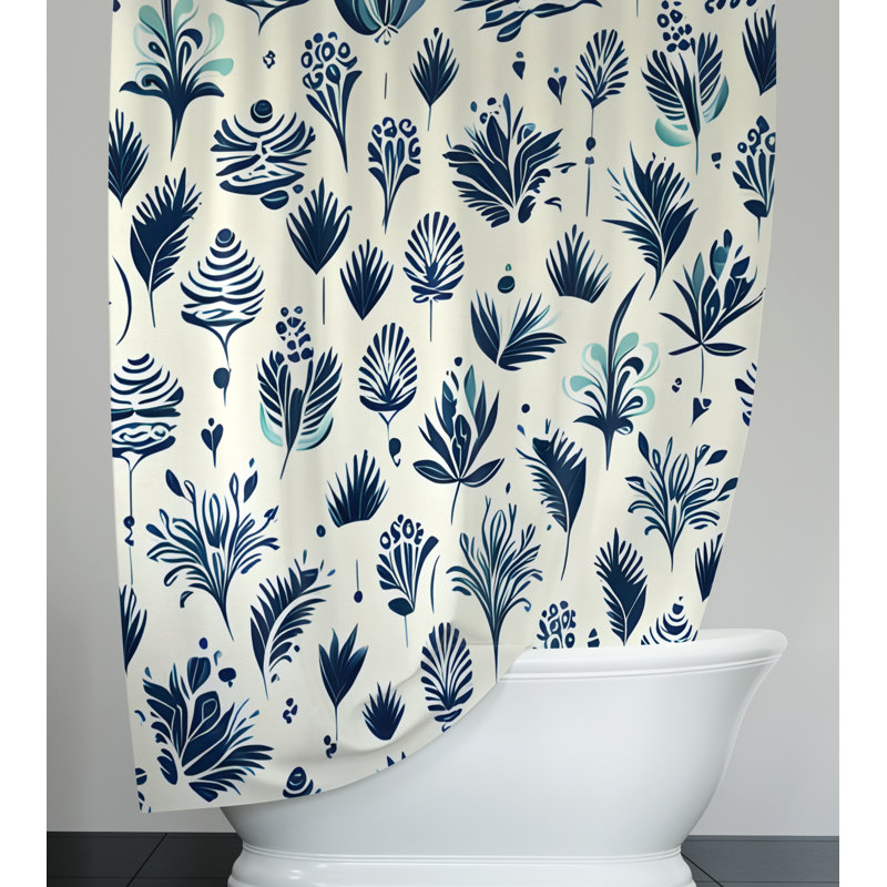 Rideau de douche à motif floral Desideria, H 72 po x l 70 po