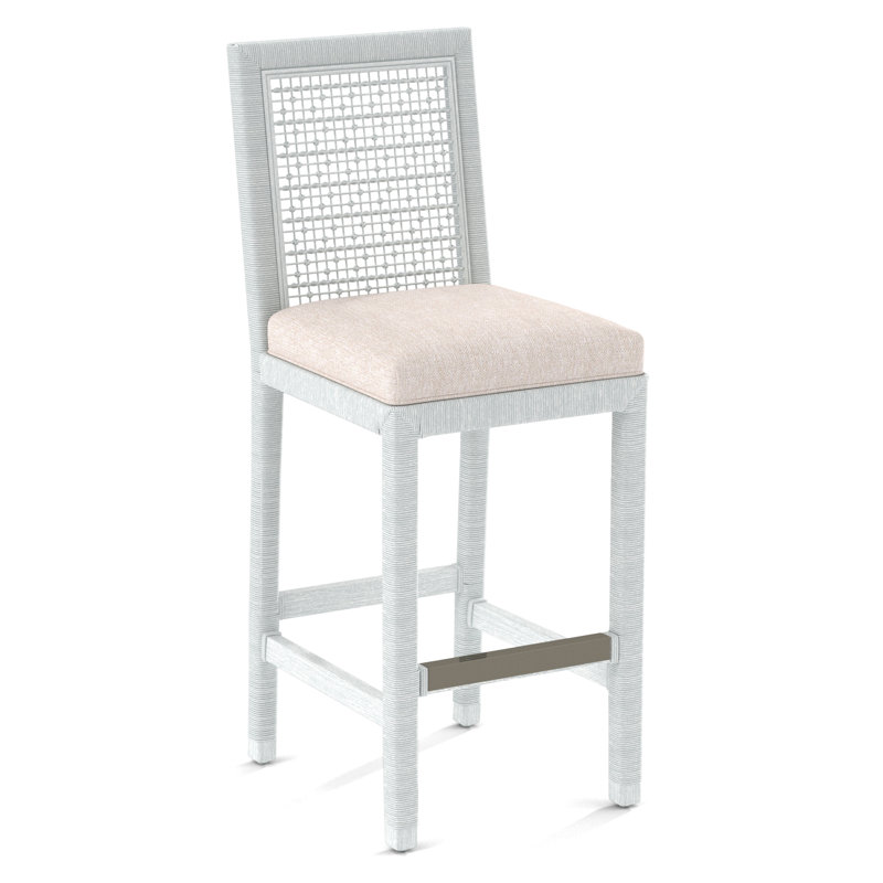 Pine Isle Bar Stool, Moss Chenille; 0344-43, Frost White