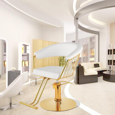  Fauteuil de barbier sur roulettes pivotant à 360 degrés Fauteuil de barbier pivotant sur roulettes Fauteuil pour cheveux avec charge de 330 lb pour salon de beauté, centre de spa, salon de coiffure (blanc)