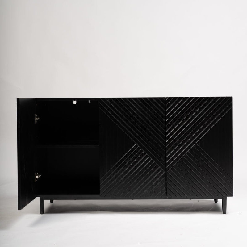 Addae Wide Sideboard, Black, 72.5cm H x 120cm W x 38cm D (3 doors)