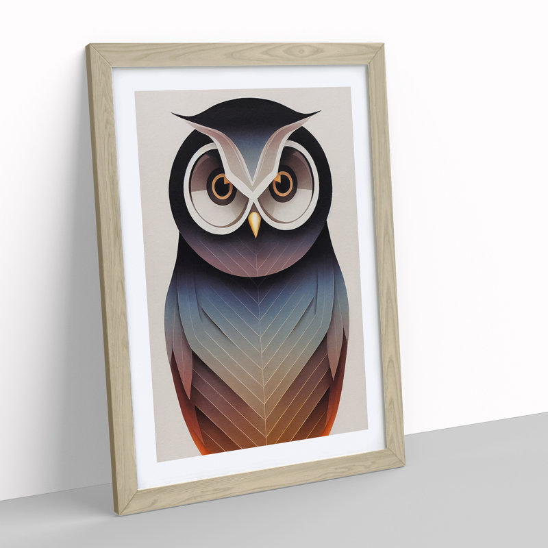 Beauteous Owl Abstract - Single Picture Frame Print, 64cm H x 46cm W x 2cm D, Oak Framed
