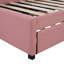 Lit de jour rembourré avec couchette, tissu en lin rose, taille simple, sans sommier tapissier en lin rose-140569972