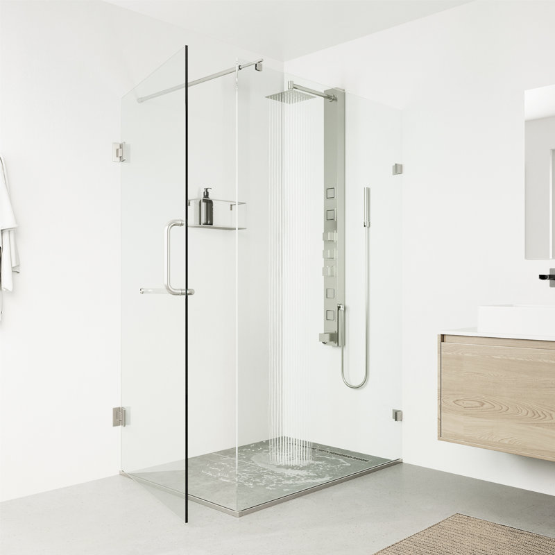 Bowery 58" H X 4" W 4-Jet Shower System &Tub Filler with Hand Shower Wand and Adjustable Shower Head, Stainless Steel