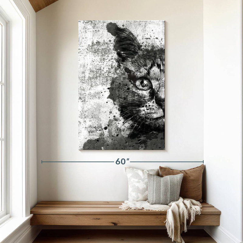 Brampt Cat Face Black And White, 48" H x 32" W
