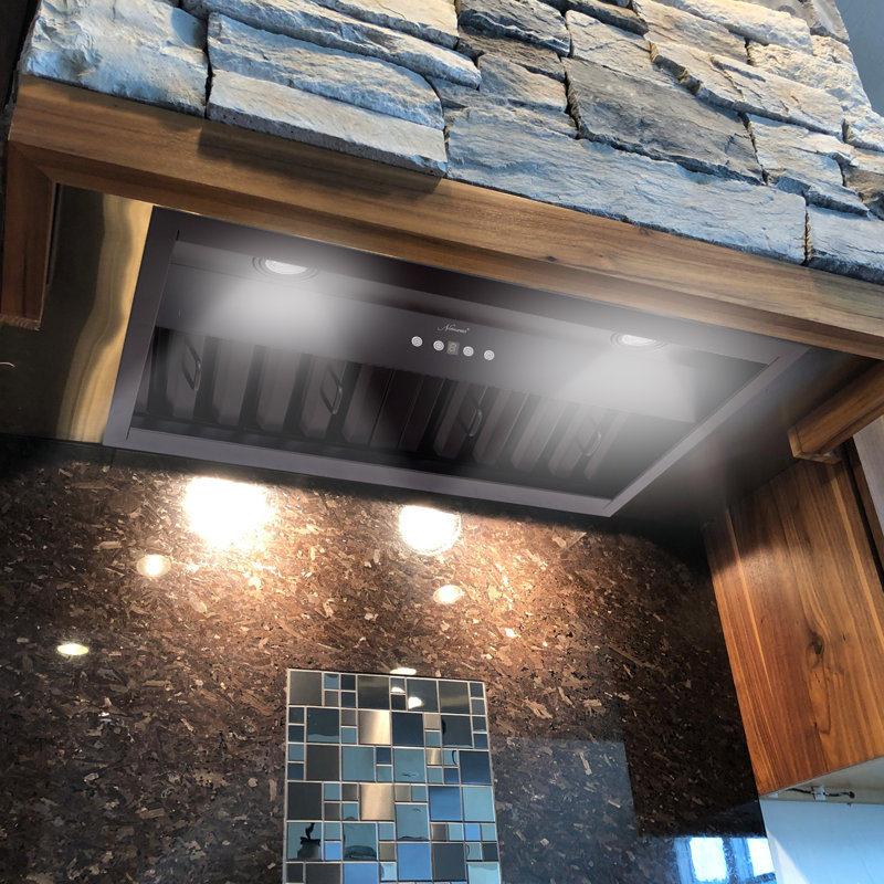 30 inch Range Hood Insert 600 CFM with Charcoal Filter and Light Included, Matte Black