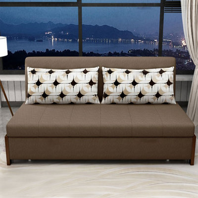 Canapé-coussin en lin brun foncé