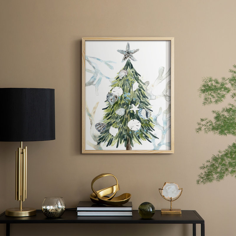 Coastal Christmas Shell Collection, reproduction encadrée B - bois massif, Naturel, H 21 po x l 17 po