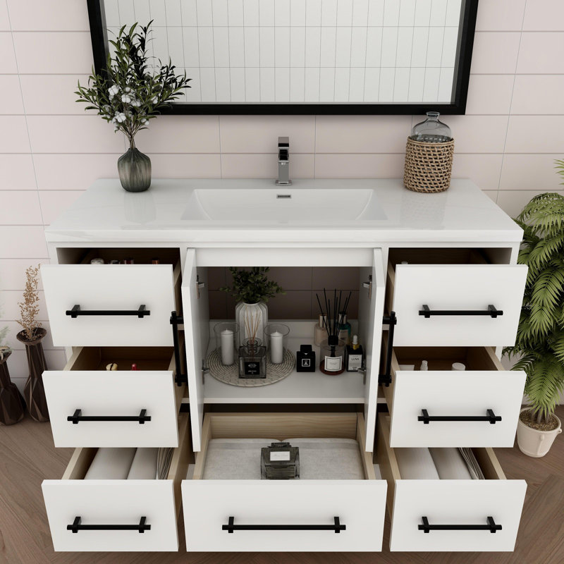 Victoria 47.2'' Single Bathroom Vanity with Acrylic Top, Gloss White