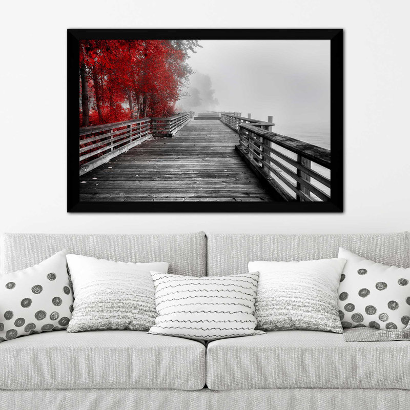 " Fall Walkway " by Vladimir Kostka, Black Framed, 33.5" H x 49.5" W x 1" D