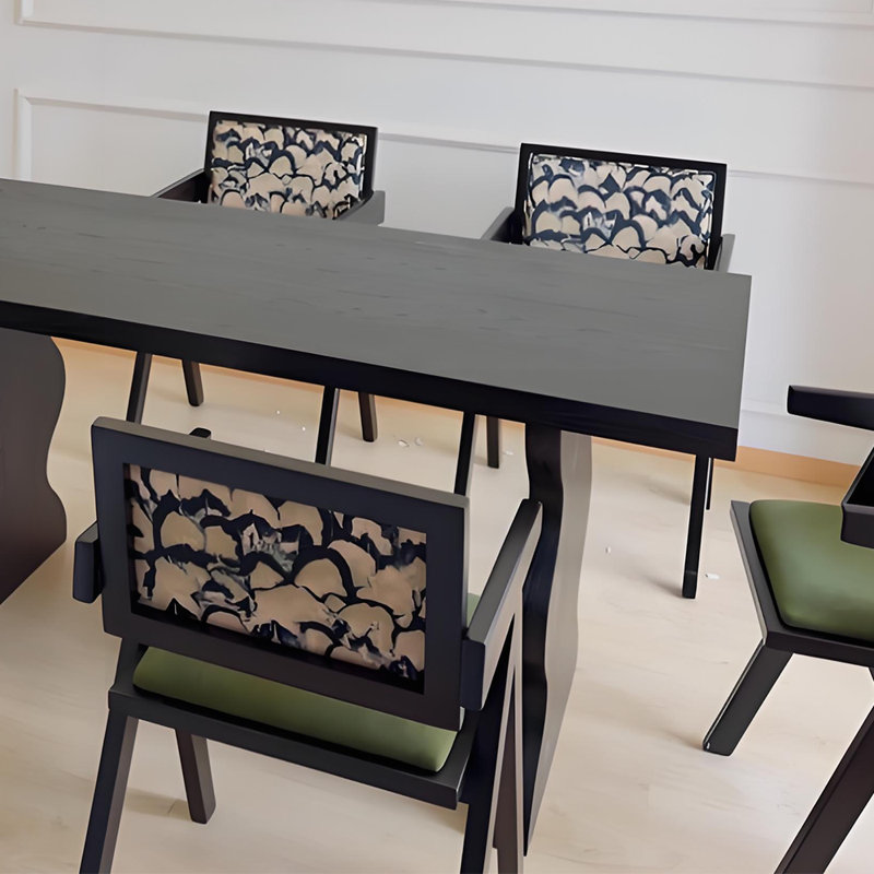 Ensemble de salle à manger Black Wood, H 29,9 po x L 78,7 po x l 34,6 po