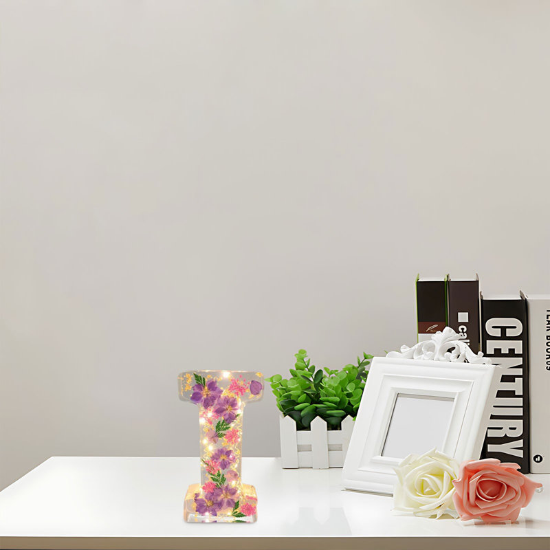 Fleur, veilleuse, fleur, lettre, cadeau de décoration en résine
