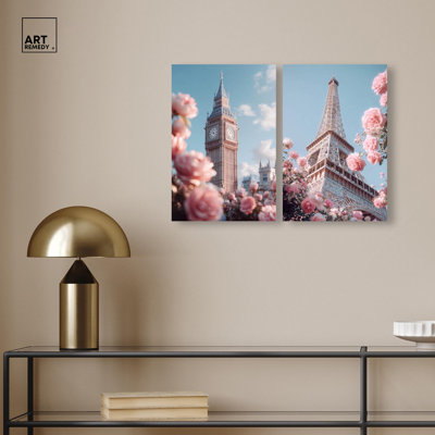 Ensemble de décoration murale pour chambre à coucher «Sparkling Tower» par Art Remedy, galerie tendue, 10 x 15