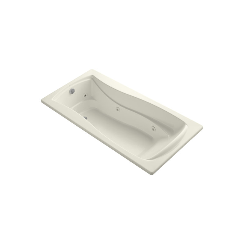 Mariposa 72" x 36" Drop in Whirlpool Bathtub with Bask Heating Technology, Biscuit