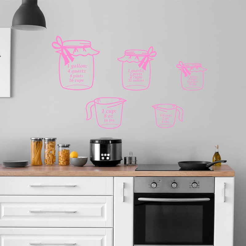 Adhésif décoratif tasses à mesurer, H 23 po x l 23 po, Rose