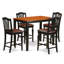 Ensemble bistro 5 pièces à hauteur de comptoir comprenant une table de salle à manger rectangulaire et 4 chaises de cuisine rembourrées en similicuir, noir et cerise-109867341