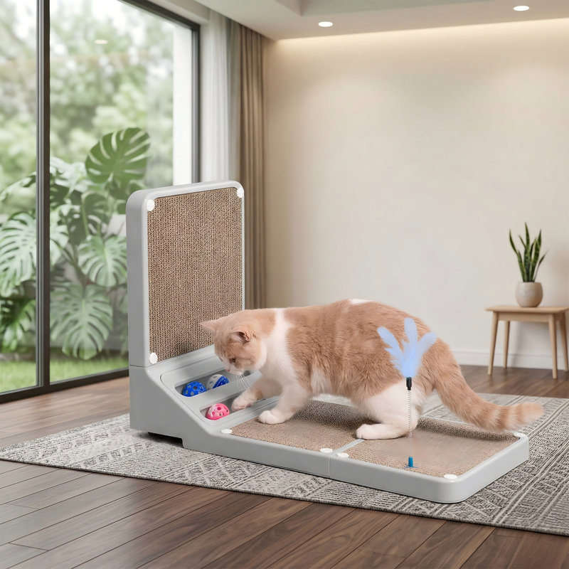 Très grand meuble pour chat caché en bois avec porte de grange, blanc