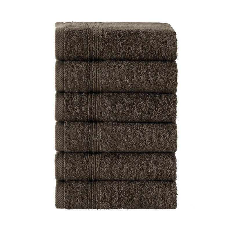 Ozdilek 6-Piece Washcloth Set 13x13 Towels 100% Turkish Cotton, Soft, Absorbent, Gentle on Sensitive Skin, Multi-Purpose Use, Washable, Reusable, Ideal for Baby Care & Spa 6 Towels (Chocolate Brown)