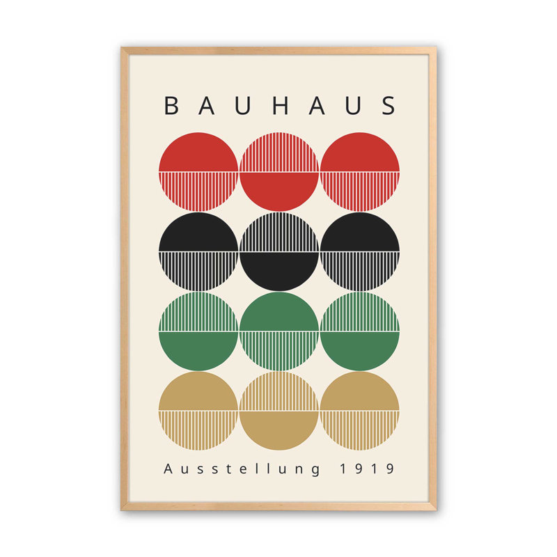 Cercles de Bauhaus rétro, Érable brut encadré, H 11 po x l 9 po