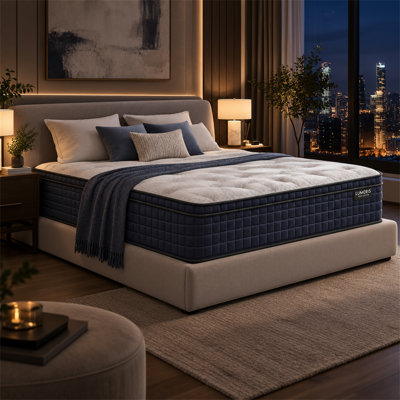 Matelas hybride Kittleson 12,5 po refroidi au cuivre avec surmatelas européen, mousse à mémoire de forme au cuivre, 740 ressorts ensachés individuellement, isolation des mouvements et soulagement des points de pression, certifié GREENGUARD Gold, fabriqué aux États-Unis