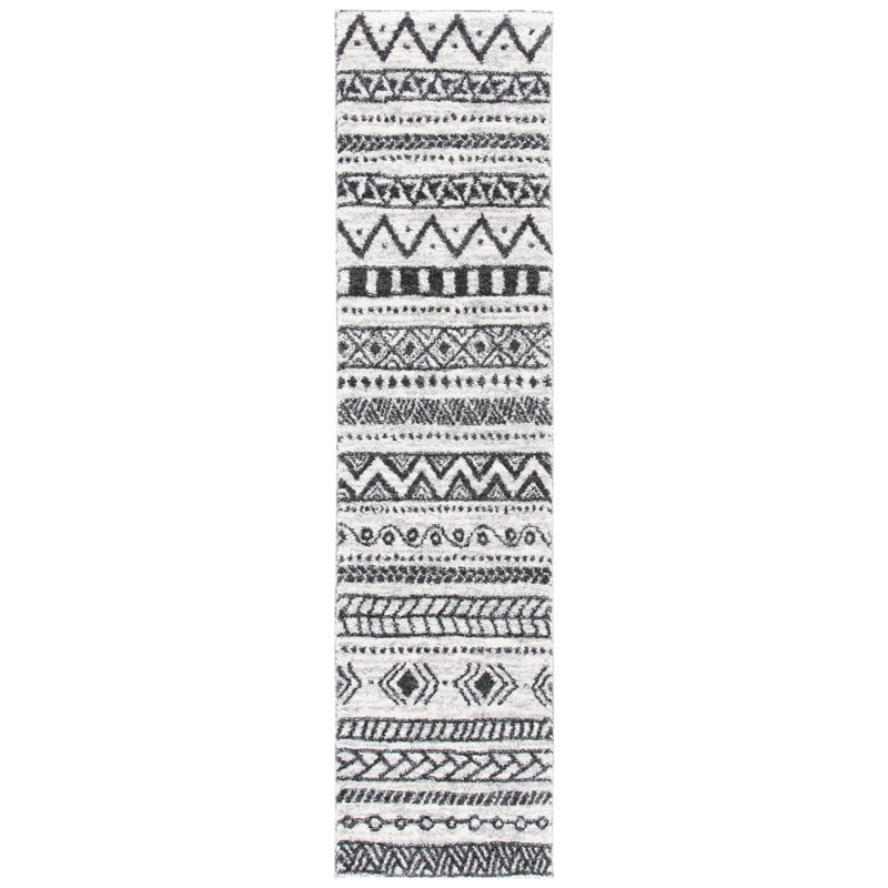 Tapis ivoire / noir Jaylah Southwestern, Tapis de couloir 2 pi x 8 pi