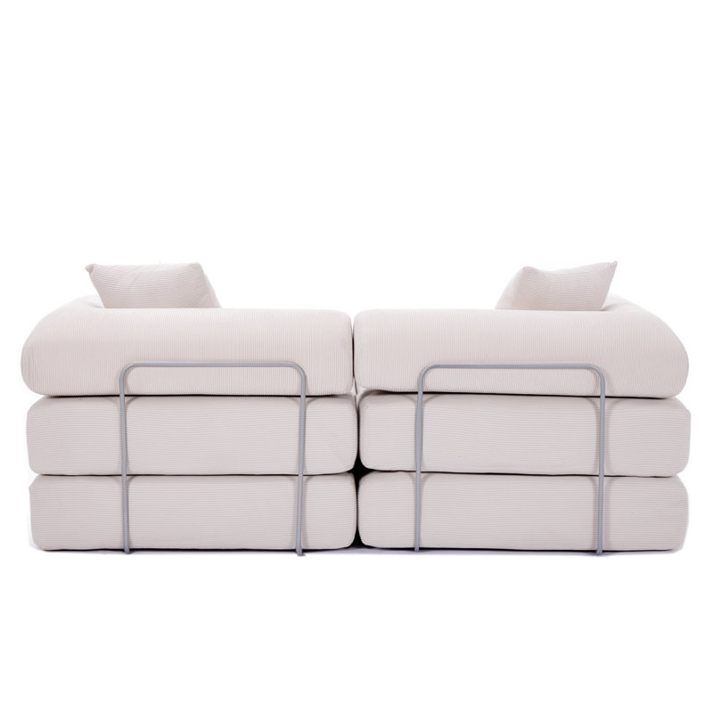 Canapé-lit modulaire pour appartement, canapé-lit convertible, structure de forme fixe et accoudoirs amovibles, canapé-lit pliant pour petits espaces, sans assemblage
