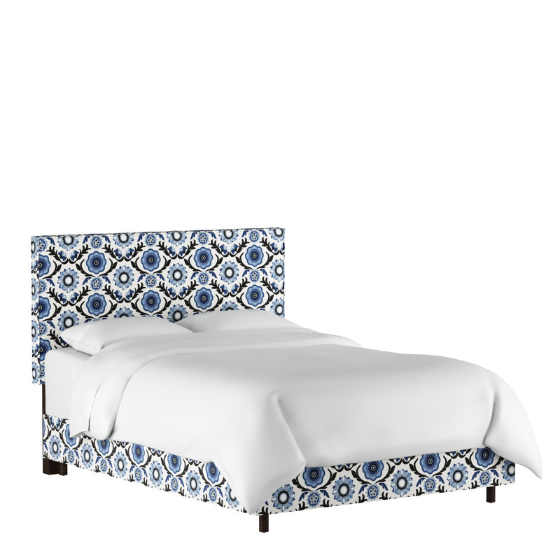 Lit tapissier Marquise, Très grand, Bleu / blanc