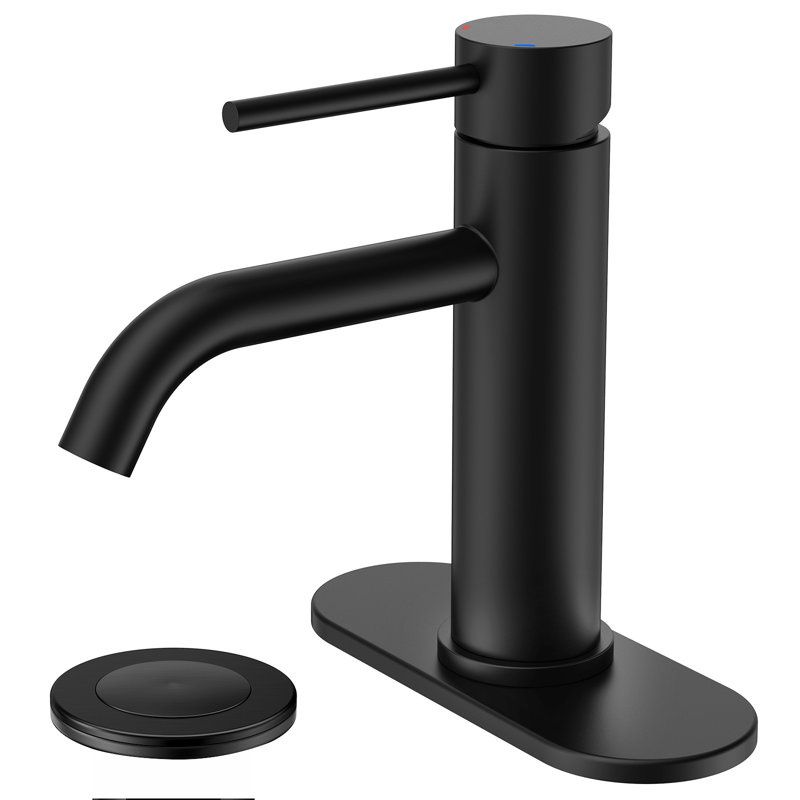 Single-handle Bathroom Faucet with Drain Assembly, Matte Black